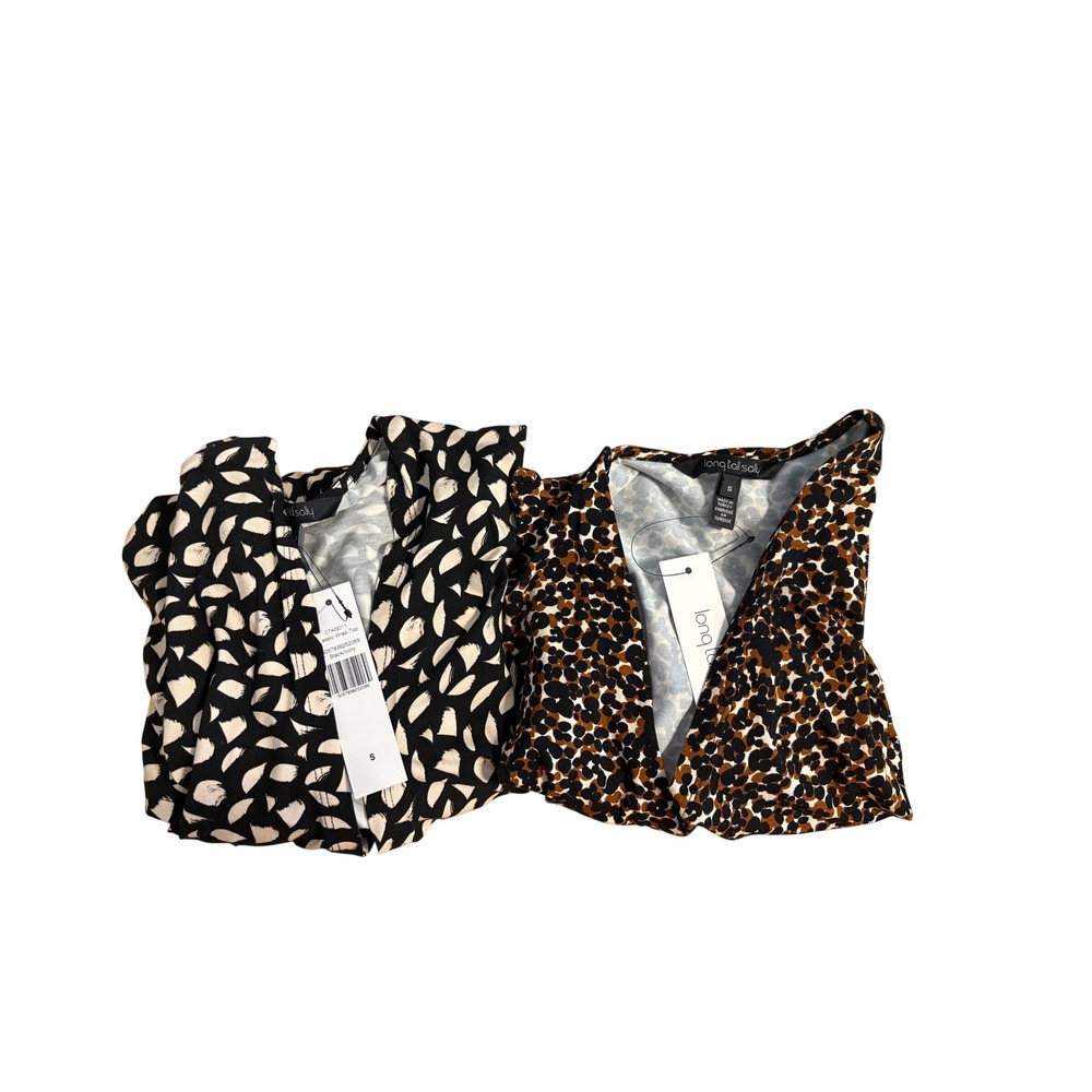 Long Tall Sally Womens‎ 2 Pack Classic Wrap Top Black Ivory Brown Size S